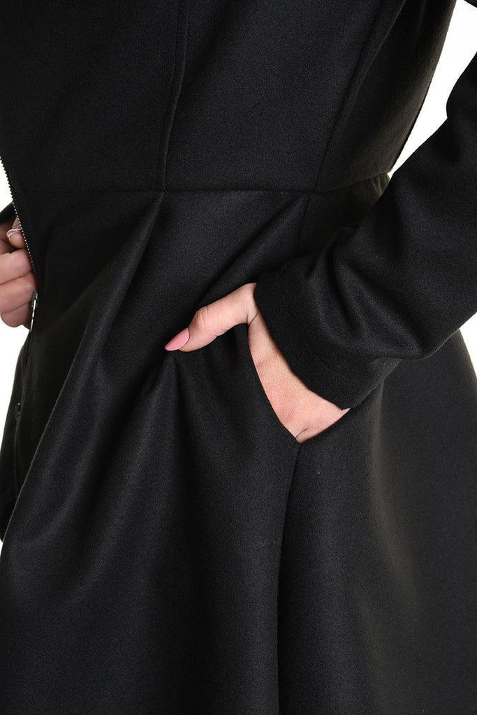 4B W5152 COAT Asymmetric Cloth Lined & Punto Milano Black LA HAINE INSIDE US