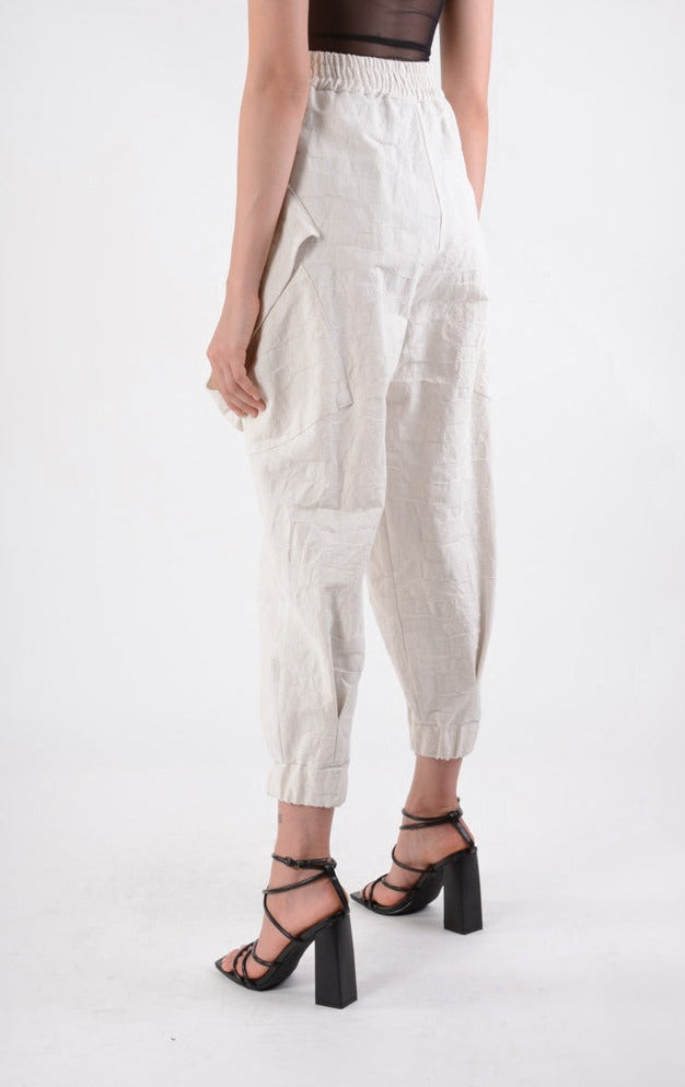A34B LW64624 Trouser Regular High Waist Woven Cotton Sand - TEPHRA