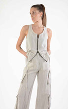 A34B LW69624 Tank Top Linen Viscose Sand