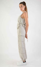 A34B LW69624 Tank Top Linen Viscose Sand