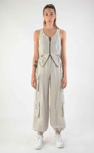A34B LW69624 Tank Top Linen Viscose Sand