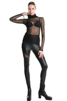 4B LW831 T-SHIRT Regular Stretch Tulle Black LA HAINE INSIDE US