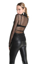 4B LW831 T-SHIRT Regular Stretch Tulle Black LA HAINE INSIDE US