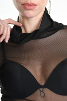 4B LW831 T-SHIRT Regular Stretch Tulle Black LA HAINE INSIDE US