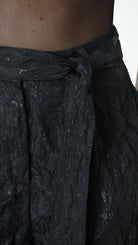 A34B LW85025 TROUSER Wide Flared Jacquard Coated Black