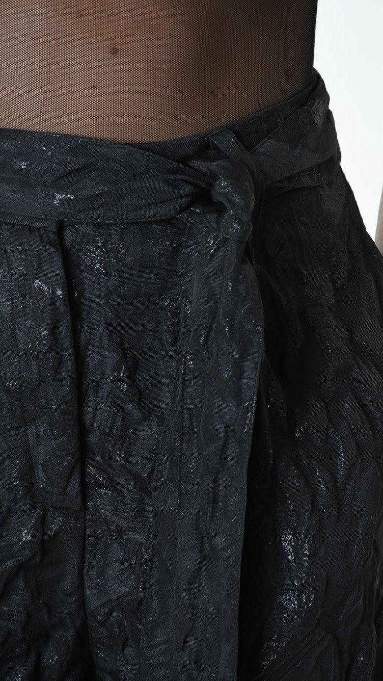 A34B LW85025 TROUSER Wide Flared Jacquard Coated Black