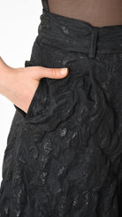 A34B LW85025 TROUSER Wide Flared Jacquard Coated Black