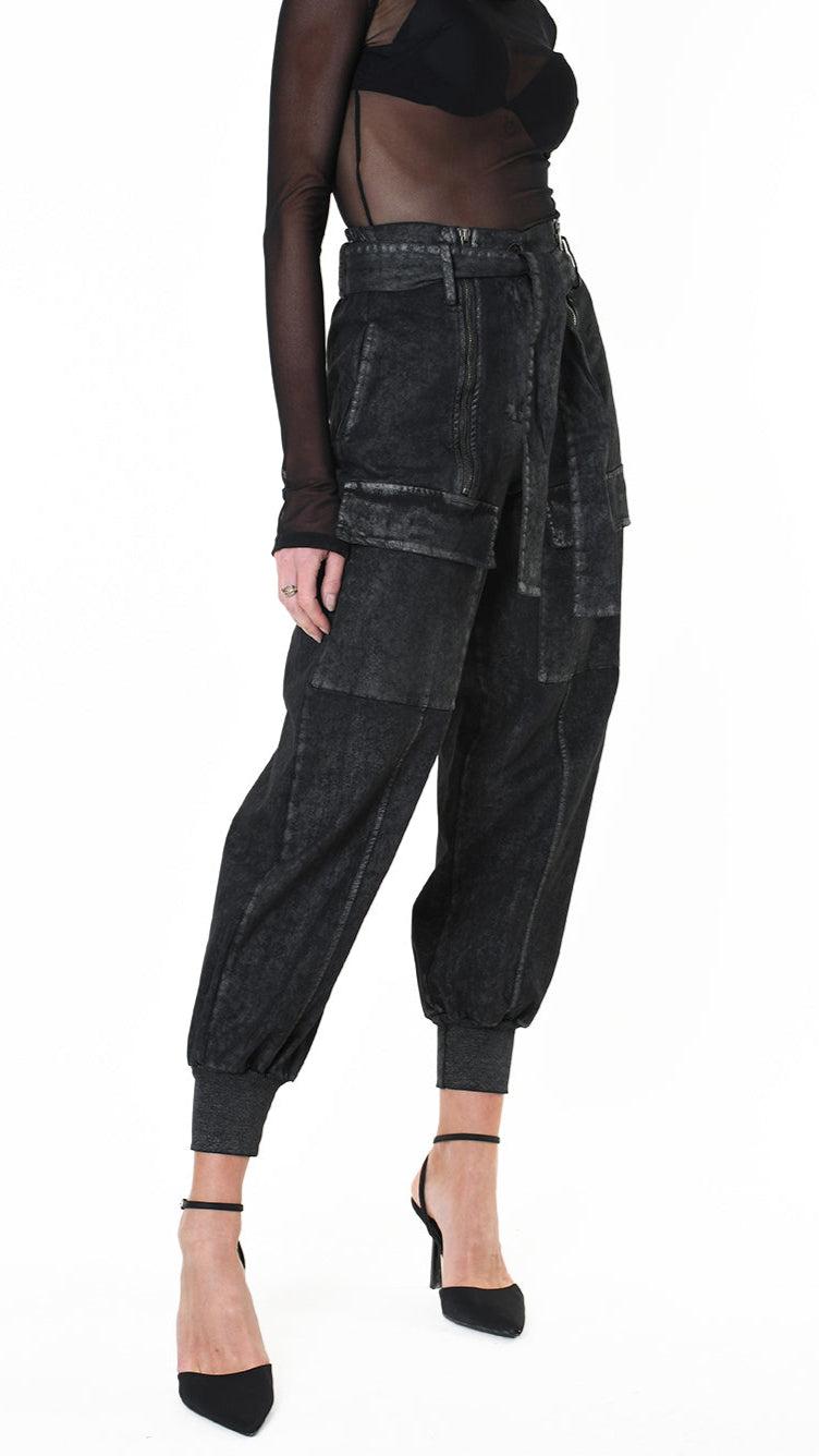 A34B LW88025 TROUSER Over Gabardine Cotton Coated UNISEX D Black