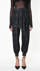 A34B LW88025 TROUSER Over Gabardine Cotton Coated UNISEX D Black