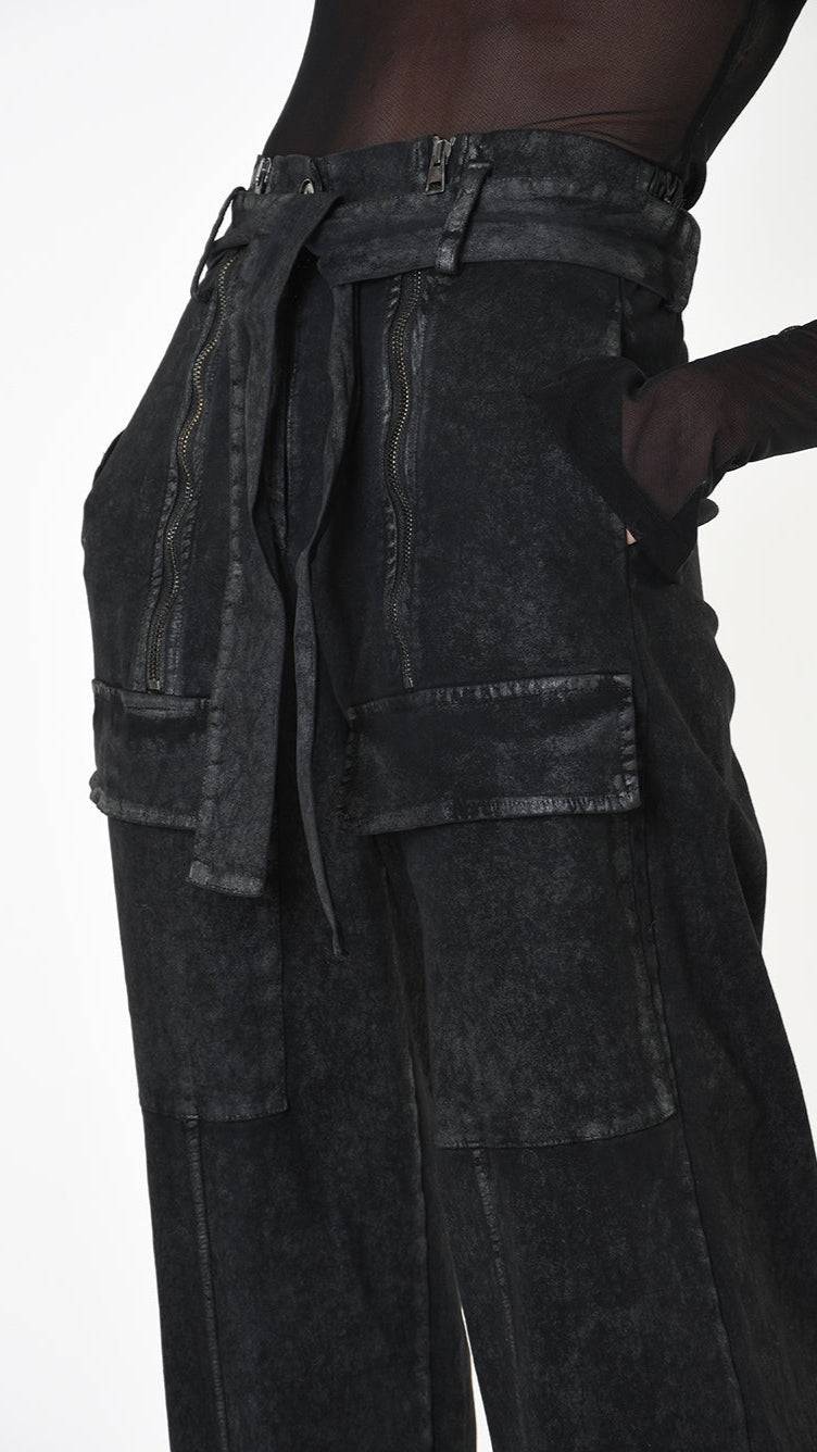 A34B LW88025 TROUSER Over Gabardine Cotton Coated UNISEX D Black