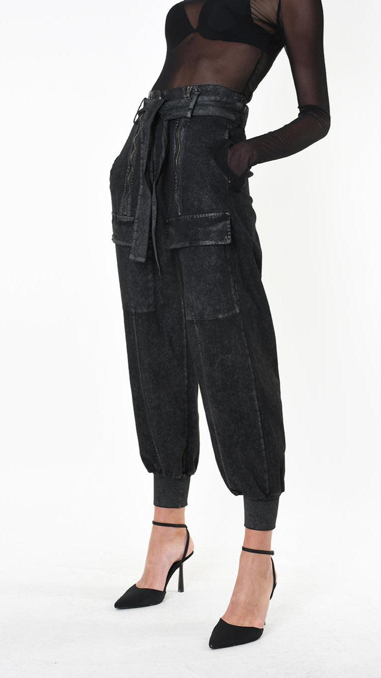 A34B LW88025 TROUSER Over Gabardine Cotton Coated UNISEX D Black