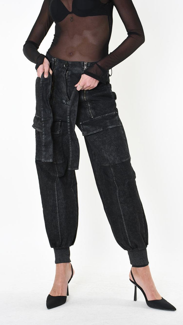 A34B LW88025 TROUSER Over Gabardine Cotton Coated UNISEX D Black