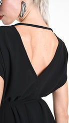 A34B W500425 DRESS Asymmetric Georgette Black