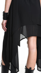 A34B W500425 DRESS Asymmetric Georgette Black