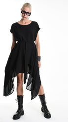 A34B W500425 DRESS Asymmetric Georgette Black