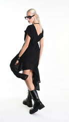 A34B W500425 DRESS Asymmetric Georgette Black