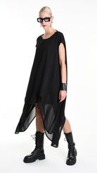 A34B W500425 DRESS Asymmetric Georgette Black