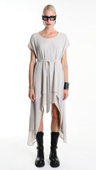 A34B W500425 DRESS Asymmetric Georgette Sand