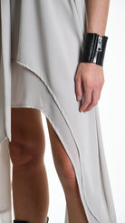 A34B W500425 DRESS Asymmetric Georgette Sand