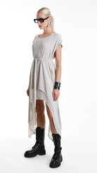 A34B W500425 DRESS Asymmetric Georgette Sand