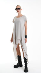 A34B W500425 DRESS Asymmetric Georgette Sand