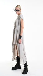 A34B W500425 DRESS Asymmetric Georgette Sand