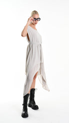 A34B W500425 DRESS Asymmetric Georgette Sand