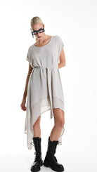 A34B W500425 DRESS Asymmetric Georgette Sand