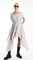 A34B W500425 DRESS Asymmetric Georgette Sand