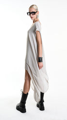 A34B W500425 DRESS Asymmetric Georgette Sand