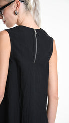 A34B W502025 DRESS Over Asymmetric Linen Cotton Black