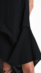 A34B W502025 DRESS Over Asymmetric Linen Cotton Black