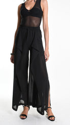 A34B W505725 TROUSER Wide Georgette Black