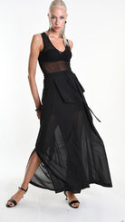 A34B W505725 TROUSER Wide Georgette Black