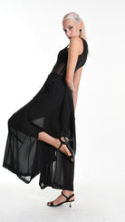 A34B W505725 TROUSER Wide Georgette Black