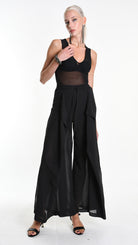 A34B W505725 TROUSER Wide Georgette Black