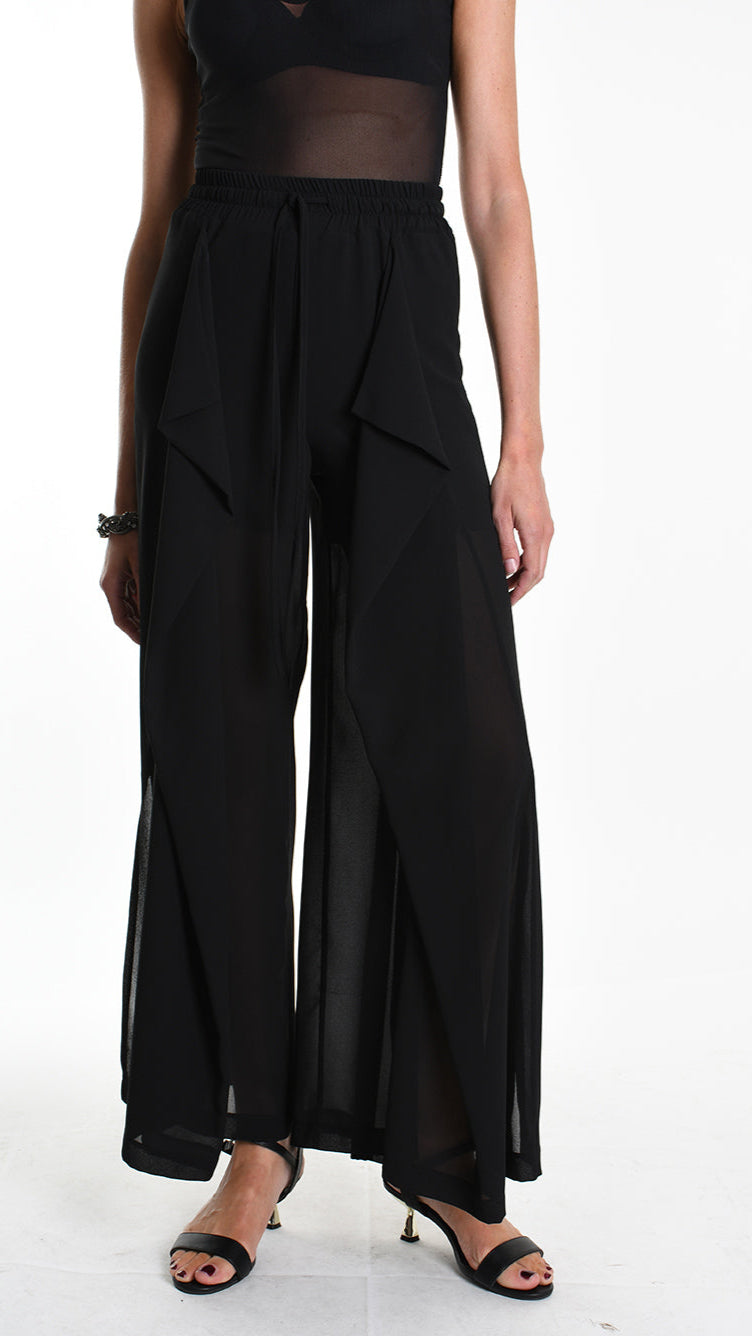 A34B W505725 TROUSER Wide Georgette Black