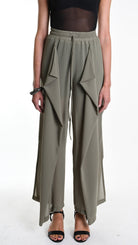 A34B W505725 TROUSER Wide Georgette Green