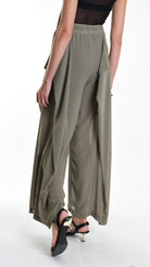 A34B W505725 TROUSER Wide Georgette Green