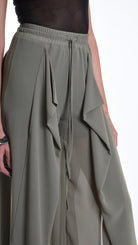 A34B W505725 TROUSER Wide Georgette Green