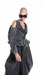 A34B W506025 JACKET Skinny Gabardina Cotton Marmorized Grey