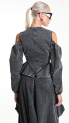 A34B W506025 JACKET Skinny Gabardina Cotton Marmorized Grey