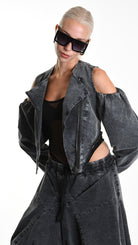 A34B W506025 JACKET Skinny Gabardina Cotton Marmorized Grey