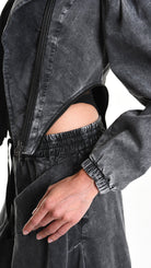 A34B W506025 JACKET Skinny Gabardina Cotton Marmorized Grey