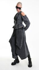 A34B W506025 JACKET Skinny Gabardina Cotton Marmorized Grey