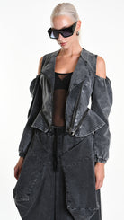 A34B W506025 JACKET Skinny Gabardina Cotton Marmorized Grey