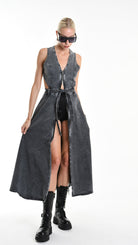 A34B W506125 DRESS Gabardina Cotton Marmorized Grey