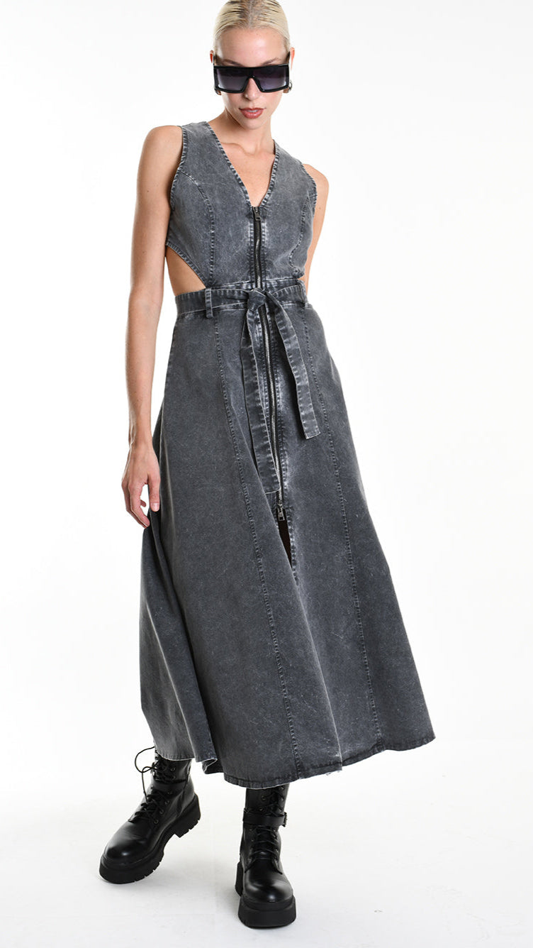 A34B W506125 DRESS Gabardina Cotton Marmorized Grey