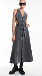 A34B W506125 DRESS Gabardina Cotton Marmorized Grey