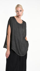 A34B W508425 BLUSA Over Satin Viscose Dyed Cold Black